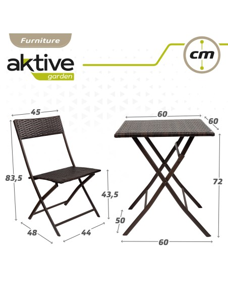 Conjunto mesa y sillas terraza plegable ratán | Distria