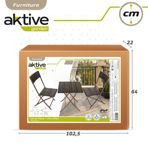 Conjunto mesa y sillas terraza plegable ratán | Distria