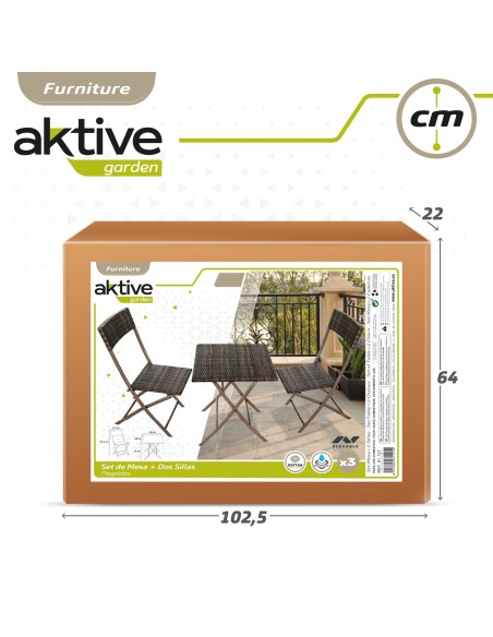 Conjunto mesa y sillas terraza plegable ratán | Distria
