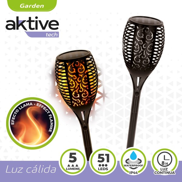 Antorcha solar luz LED efecto fuego Aktive | Distria