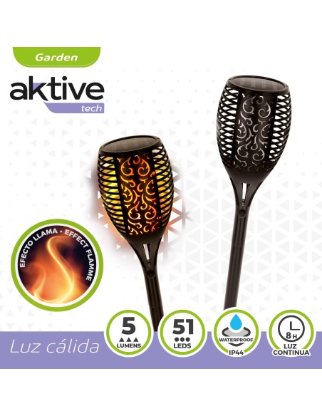Antorcha solar luz LED efecto fuego Aktive | Distria