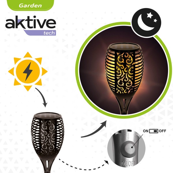 Antorcha solar luz LED efecto fuego Aktive | Distria