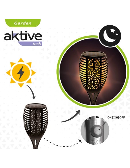 Antorcha solar luz LED efecto fuego Aktive | Distria