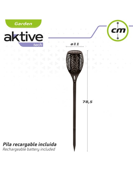 Antorcha solar luz LED efecto fuego Aktive | Distria