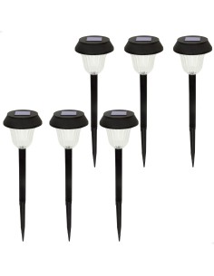 Set 6 focos solares exterior LED con baliza | Distria