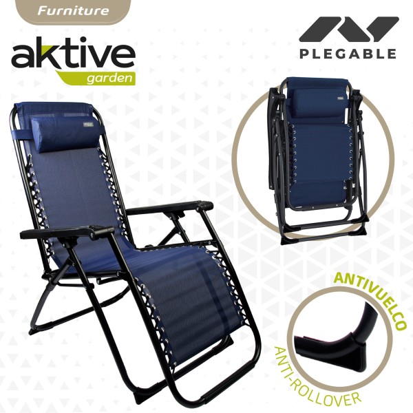Tumbona Plegable Gravedad Cero Azul Marino | Distria