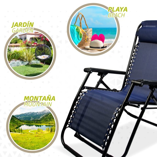 Tumbona Plegable Gravedad Cero Azul Marino | Distria