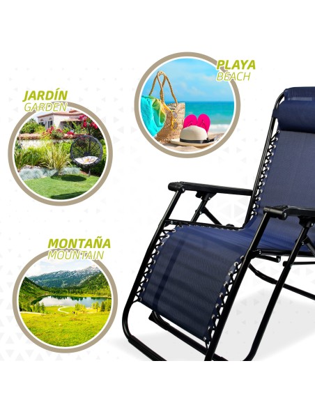 Tumbona Plegable Gravedad Cero Azul Marino | Distria