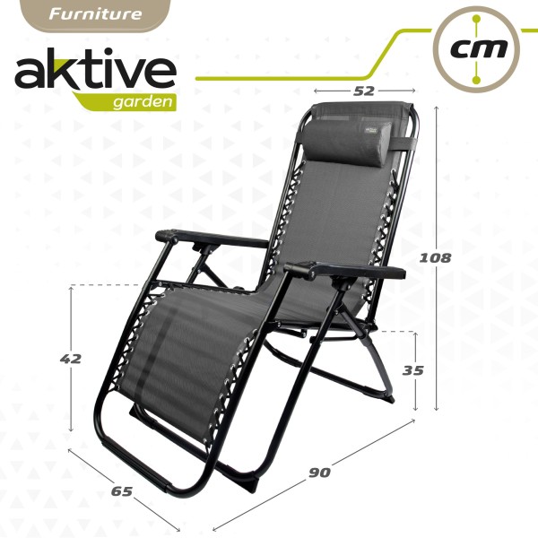 Silla tumbona plegable jardín gris oscuro | Distria