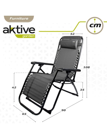Silla tumbona plegable jardín gris oscuro | Distria