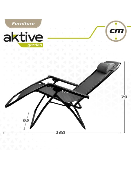 Silla tumbona plegable jardín gris oscuro | Distria