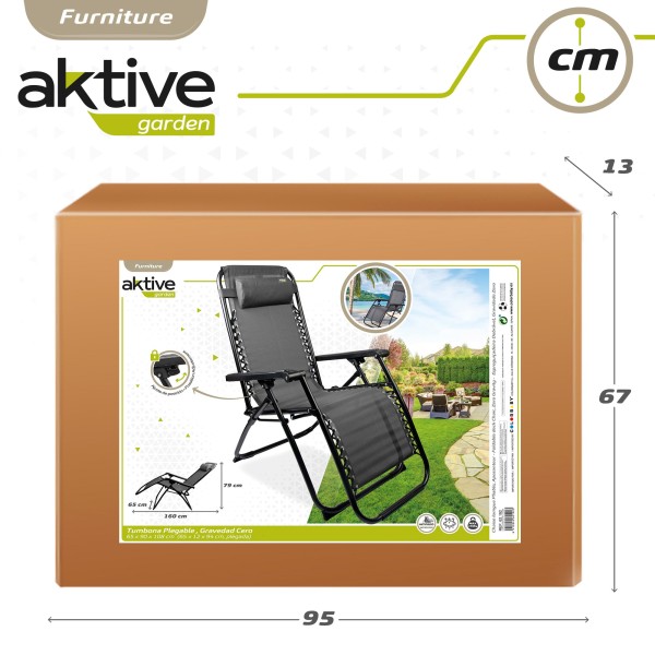 Silla tumbona plegable jardín gris oscuro | Distria