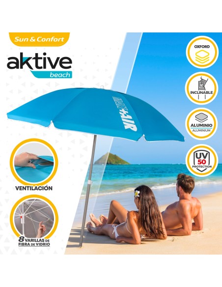 Sombrilla para playa grande antiviento| Distria