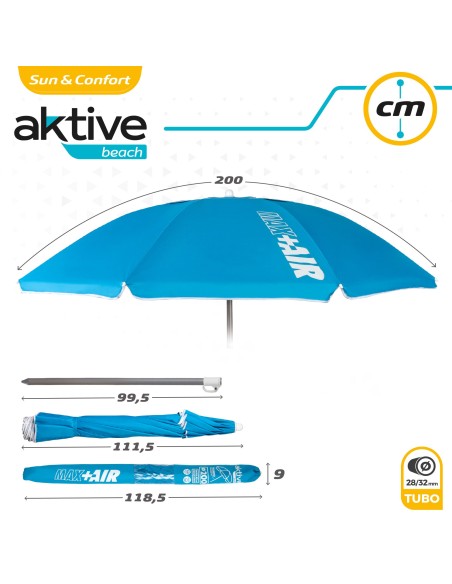 Sombrilla para playa grande antiviento| Distria