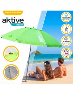 Sombrilla playa grande Max Air 200 cm inclinable verde | Distria 2