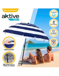 Sombrilla playa grande ultrarresistente Ø240 cm | Distria 2