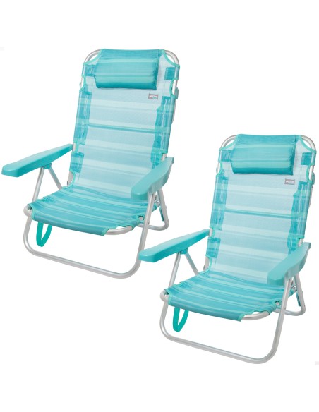Pack ahorro 2 sillas playa turquesa 48x46x84 cm | Distria