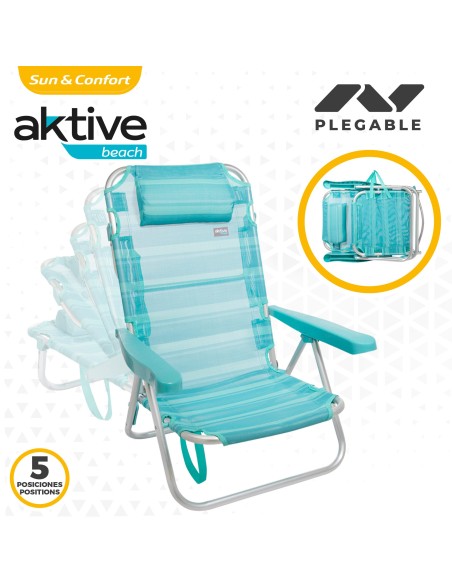 Pack ahorro 2 sillas playa turquesa 48x46x84 cm | Distria