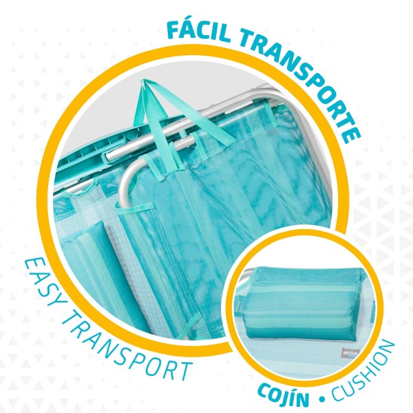 Pack ahorro 2 sillas playa turquesa 48x46x84 cm | Distria