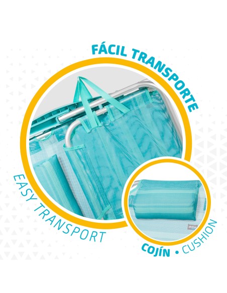 Pack ahorro 2 sillas playa turquesa 48x46x84 cm | Distria