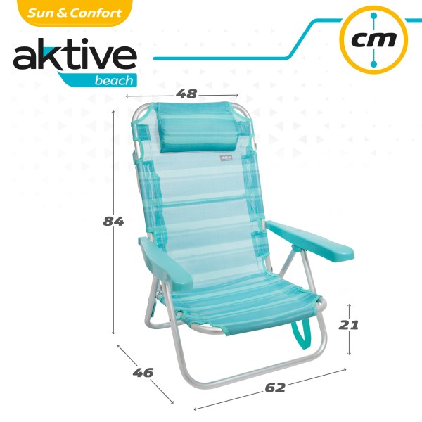 Pack ahorro 2 sillas playa turquesa 48x46x84 cm | Distria