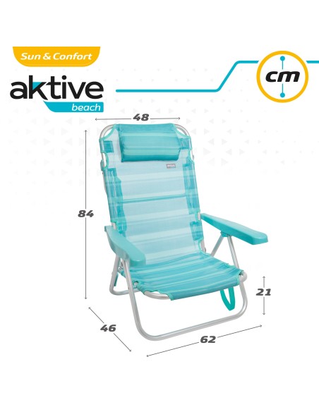 Pack ahorro 2 sillas playa turquesa 48x46x84 cm | Distria