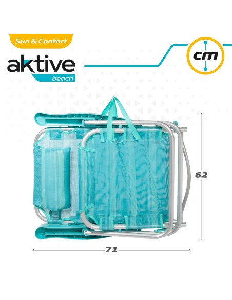 Pack ahorro 2 sillas playa turquesa 48x46x84 cm | Distria