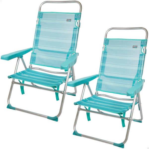 Pack ahorro 2 sillas playa turquesa 48x57x99 cm | Distria