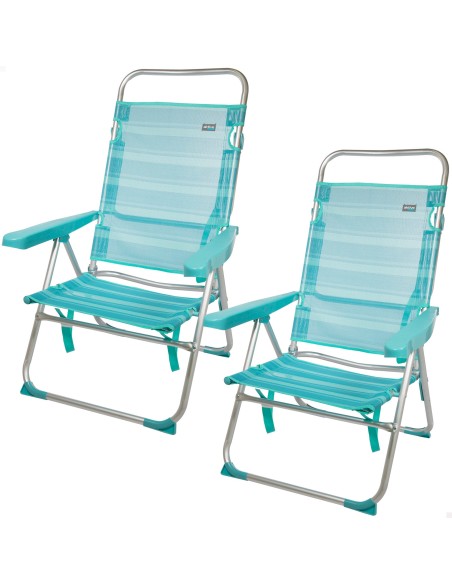 Pack ahorro 2 sillas playa turquesa 48x57x99 cm | Distria