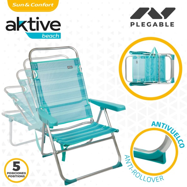 Pack ahorro 2 sillas playa turquesa 48x57x99 cm | Distria