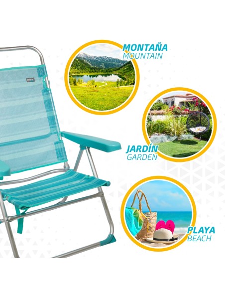 Pack ahorro 2 sillas playa turquesa 48x57x99 cm | Distria