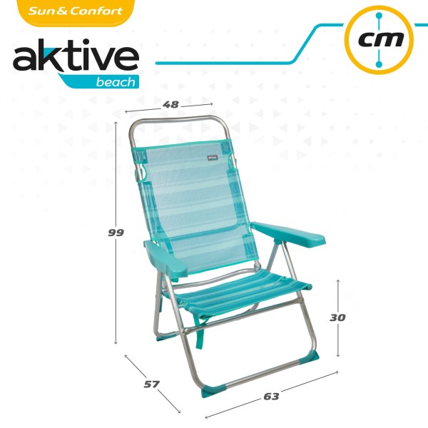 Pack ahorro 2 sillas playa turquesa 48x57x99 cm | Distria