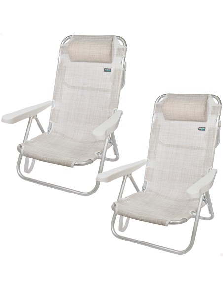 Pack ahorro 2 sillas playa beige 48x46x84 cm | Distria
