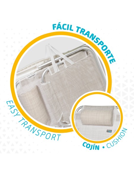 Pack ahorro 2 sillas playa beige 48x46x84 cm | Distria