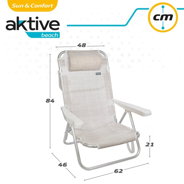 Pack ahorro 2 sillas playa beige 48x46x84 cm | Distria