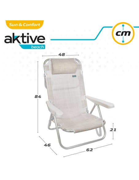 Pack ahorro 2 sillas playa beige 48x46x84 cm | Distria