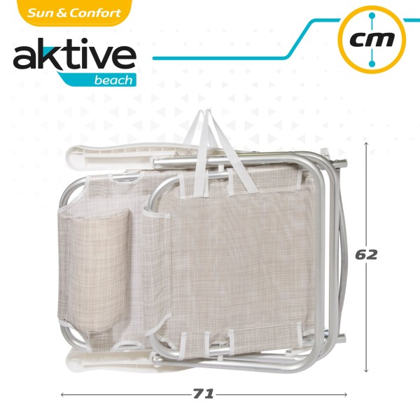 Pack ahorro 2 sillas playa beige 48x46x84 cm | Distria