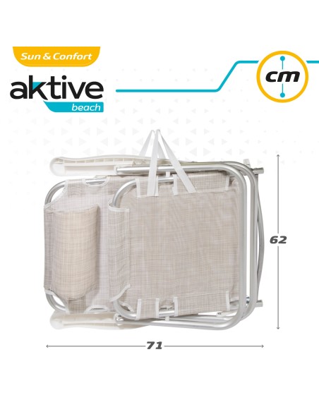 Pack ahorro 2 sillas playa beige 48x46x84 cm | Distria