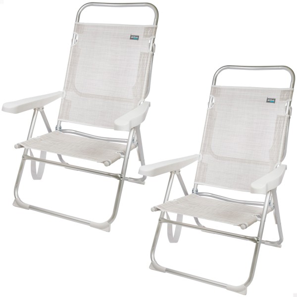 Pack ahorro 2 sillas playa beige 48x57x99 cm | Distria