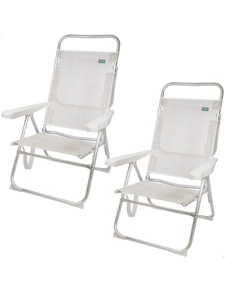 Pack ahorro 2 sillas playa beige 48x57x99 cm | Distria