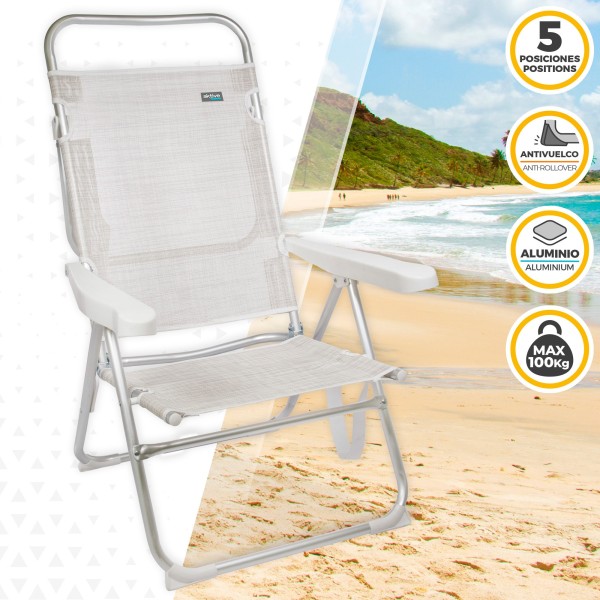 Pack ahorro 2 sillas playa beige 48x57x99 cm | Distria