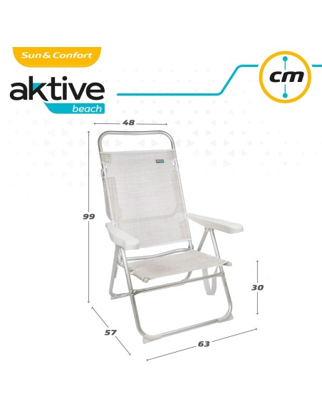 Pack ahorro 2 sillas playa beige 48x57x99 cm | Distria