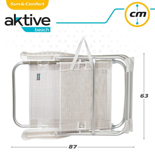 Pack ahorro 2 sillas playa beige 48x57x99 cm | Distria