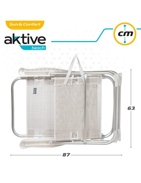 Pack ahorro 2 sillas playa beige 48x57x99 cm | Distria