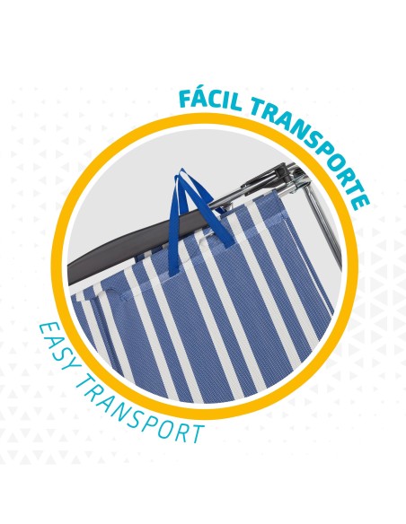 Pack ahorro 2 sillas playa azul y blanco 47x50x85 cm | Distria