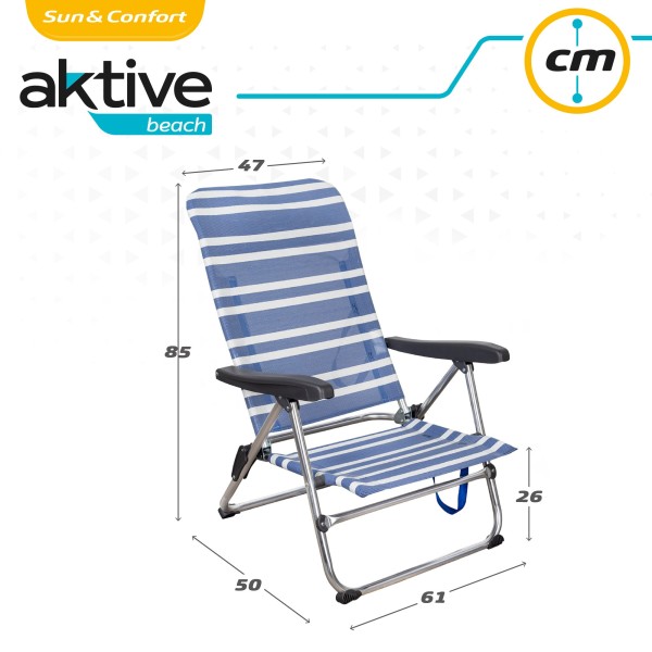 Pack ahorro 2 sillas playa azul y blanco 47x50x85 cm | Distria