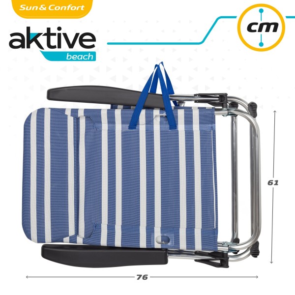 Pack ahorro 2 sillas playa azul y blanco 47x50x85 cm | Distria