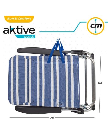Pack ahorro 2 sillas playa azul y blanco 47x50x85 cm | Distria
