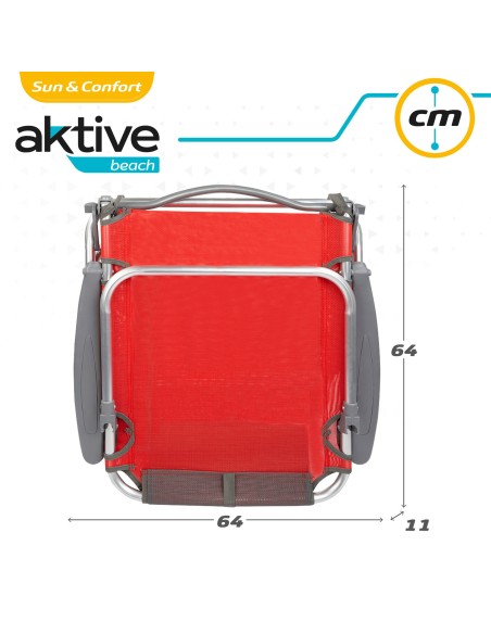 Pack ahorro 2 sillas playa rojo 51x45x76 cm | Distria