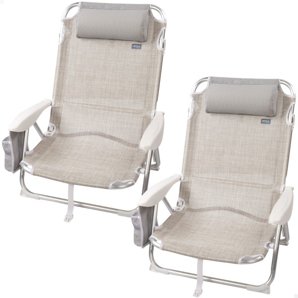Pack ahorro 2 sillas playa beige 51x45x76 cm | Distria